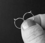 Tiny Rustic Sterling Silver Thin Hoop Sleeper Earrings