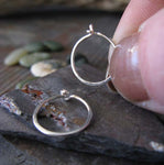 Tiny Sterling Silver Thin Sleeper Hoop Earrings
