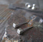 Tiny Sterling Silver Cube Post Earrings