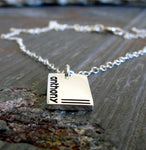 Tiny name pendant necklace handmade in sterling silver