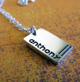 Tiny name pendant necklace handmade in sterling silver
