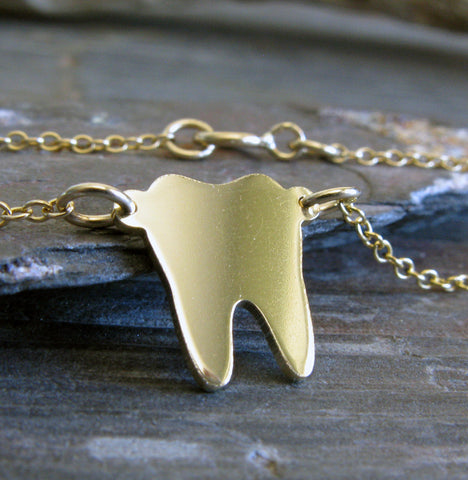 Dainty Human Tooth Pendant Necklace Handmade from Sterling Silver or 14k Gold