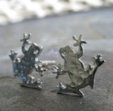 Frog stud earrings handcrafted from sterling silver or 14k gold