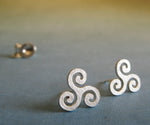 Triskele Stud Earrings ~ Sterling Silver