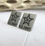 Army Military earrings. Sterling Silver studs handmade in the USA.