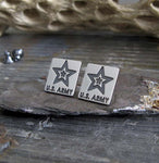 Army Military earrings. Sterling Silver studs handmade in the USA.