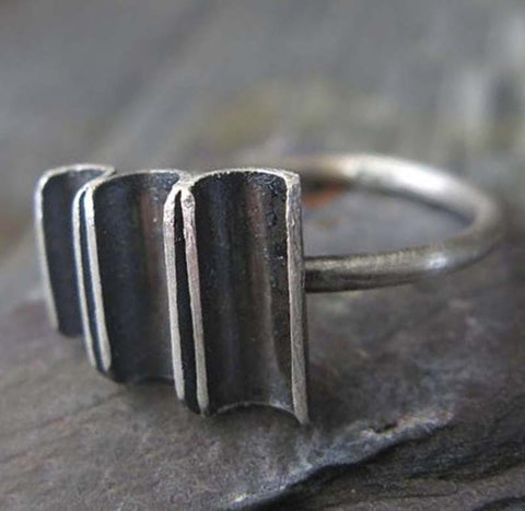 Unique Half Pipe Sterling Silver Urban Ring