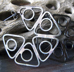 Urban Rustic Triangle Hoop Earrings Sterling Silver