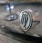 Virgo zodiac stud earrings handmade in sterling silver
