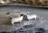 Welsh Corgi Dog Silhouette Stud Earrings Sterling Silver