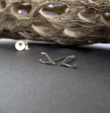 Wishbone stud earrings handmade from sterling silver or 14k gold