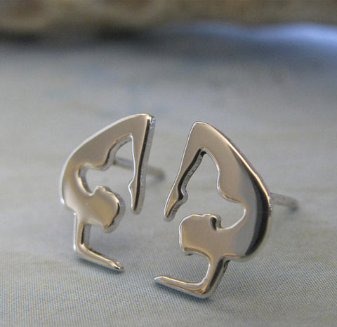 Yoga Scorpian Pose STud Earrings ~ Sterling Silver