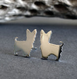 Yorkie tiny dog stud earrings handmade in sterling silver or 14k gold