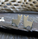 Yorkie tiny dog stud earrings handmade in sterling silver or 14k gold