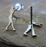 The Walking Dead Zombie stud earrings handmade in sterling silver or 14k gold