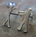 The Walking Dead Zombie stud earrings handmade in sterling silver or 14k gold