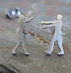 The Walking Dead Zombie stud earrings handmade in sterling silver or 14k gold