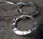 Dainty hammered ring dangle earrings handmade from sterling silver or 14k gold filled