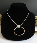 Large simple sterling silver ring pendant necklace handmade in the USA