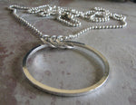 Large simple sterling silver ring pendant necklace handmade in the USA