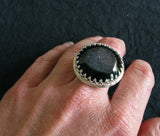 Brown Agate druzy Gemstone Ring on Hand model
