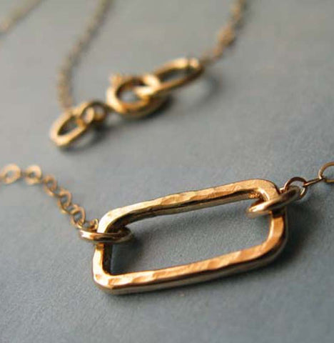 Dainty hammered rectangle minimalist necklace available in sterling silver or 14k gold