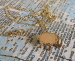 Petite elephant pendant necklace handmade in sterling silver or 14k gold