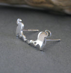 Flamingo Bird stud earrings handmade from sterling silver or 14k gold