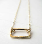 Dainty hammered rectangle minimalist necklace available in sterling silver or 14k gold