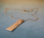 Dainty rectangle bar pendant necklace handmade in sterling silver or 14k gold