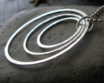 Large sterling silver 3 circles pendant necklace 