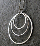 Large hanging 3 circle pendant necklace sterling silver