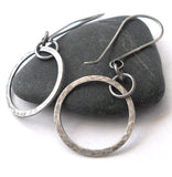 Rustic Hammered Ring Dangle Earrings