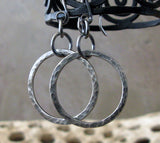 Rustic Hammered Ring Dangle Earrings