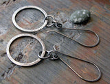 Rustic Hammered Ring Dangle Earrings