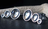 Unique sterling silver dainty stud earrings rustic oxidized jewelry