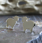 Lamb Sheep post earrings handmade in the USA from sterling silver or 14k gold