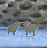 Lamb Sheep post earrings handmade in the USA from sterling silver or 14k gold