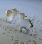 Lamb Sheep post earrings handmade in the USA from sterling silver or 14k gold