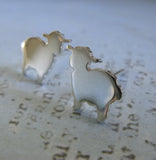 Lamb Sheep post earrings handmade in the USA from sterling silver or 14k gold