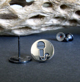 Microphone stud earrings handmade in sterling silver