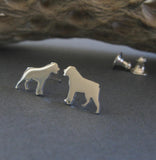 Rottweiler tiny dog stud earrings handcrafted in sterling silver or 14k gold.