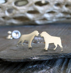 Rottweiler tiny dog stud earrings handcrafted in sterling silver or 14k gold.