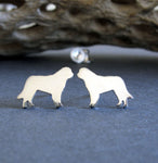St Bernard tiny dog stud earrings. Handmade from sterling silver or 14k gold.