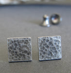 Dainty Hammered Square Minimalist Stud Earrings